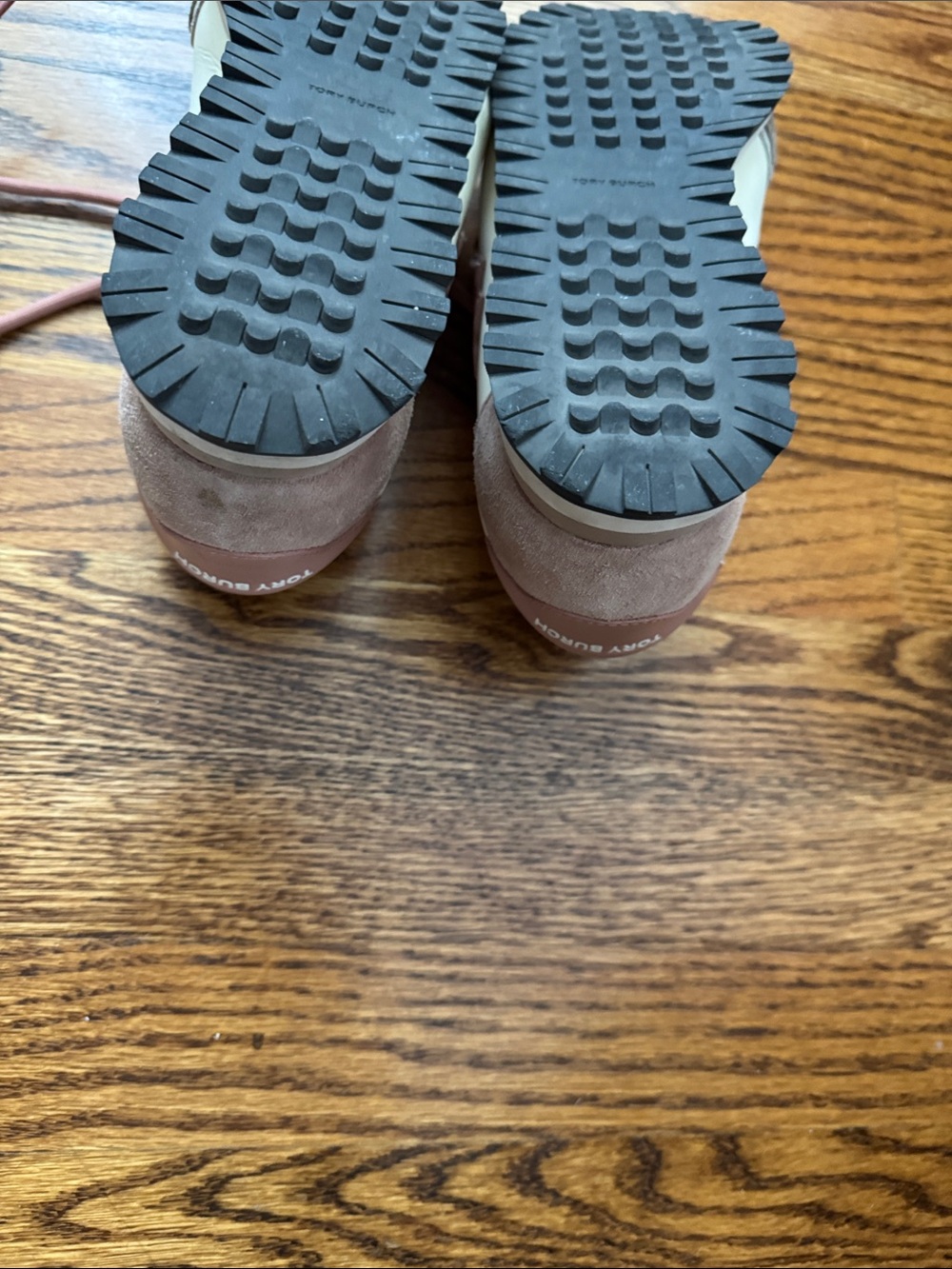 Tory Burch vintage Cream and Dusty Rose Mixed-Material Sneakers - Picture 8 of 10